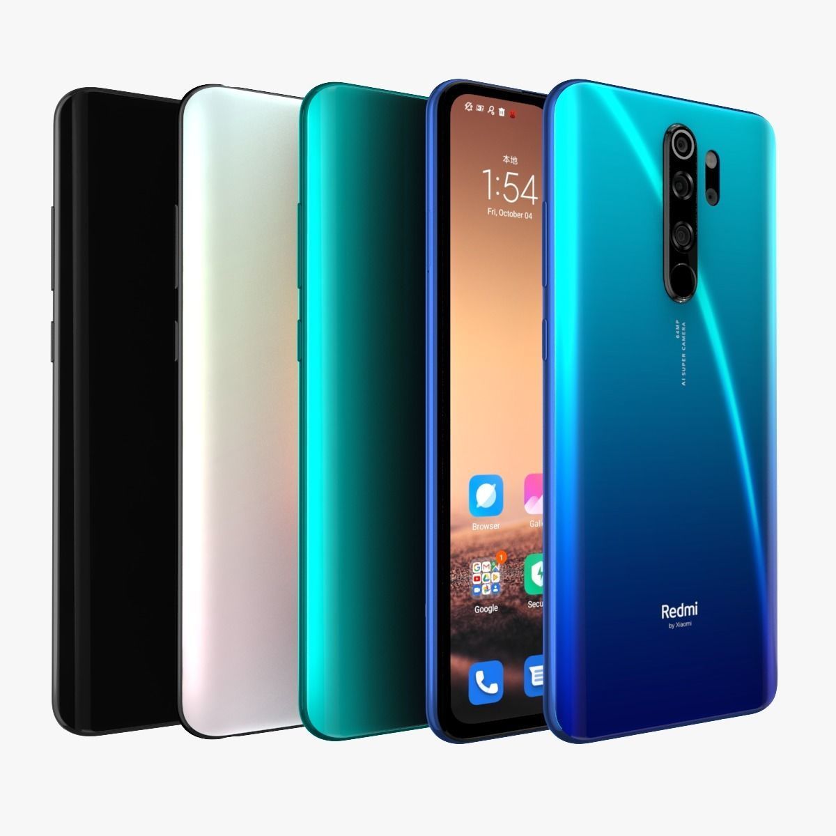 Xiaomi Redmi Note 8 Pro with 4 colors 3D model_1