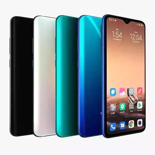 Xiaomi Redmi Note 8 Pro with 4 colors 3D model
