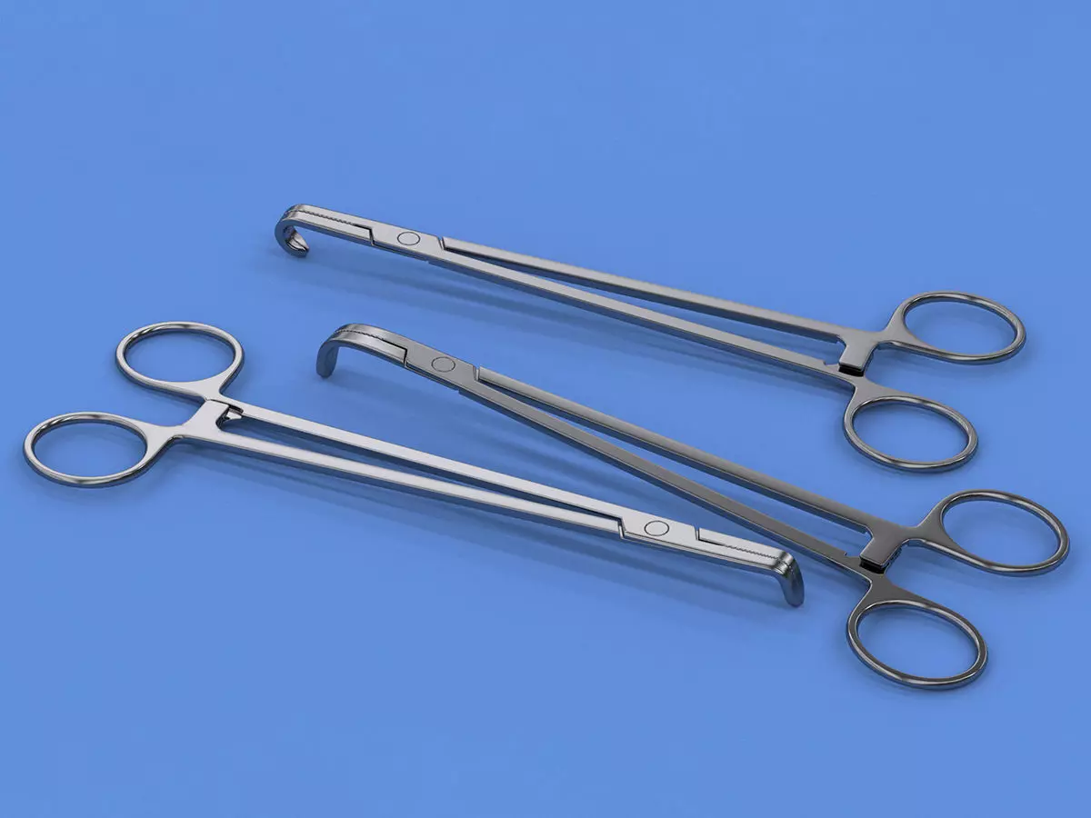 Curved Tip Surgical Forceps 3D model