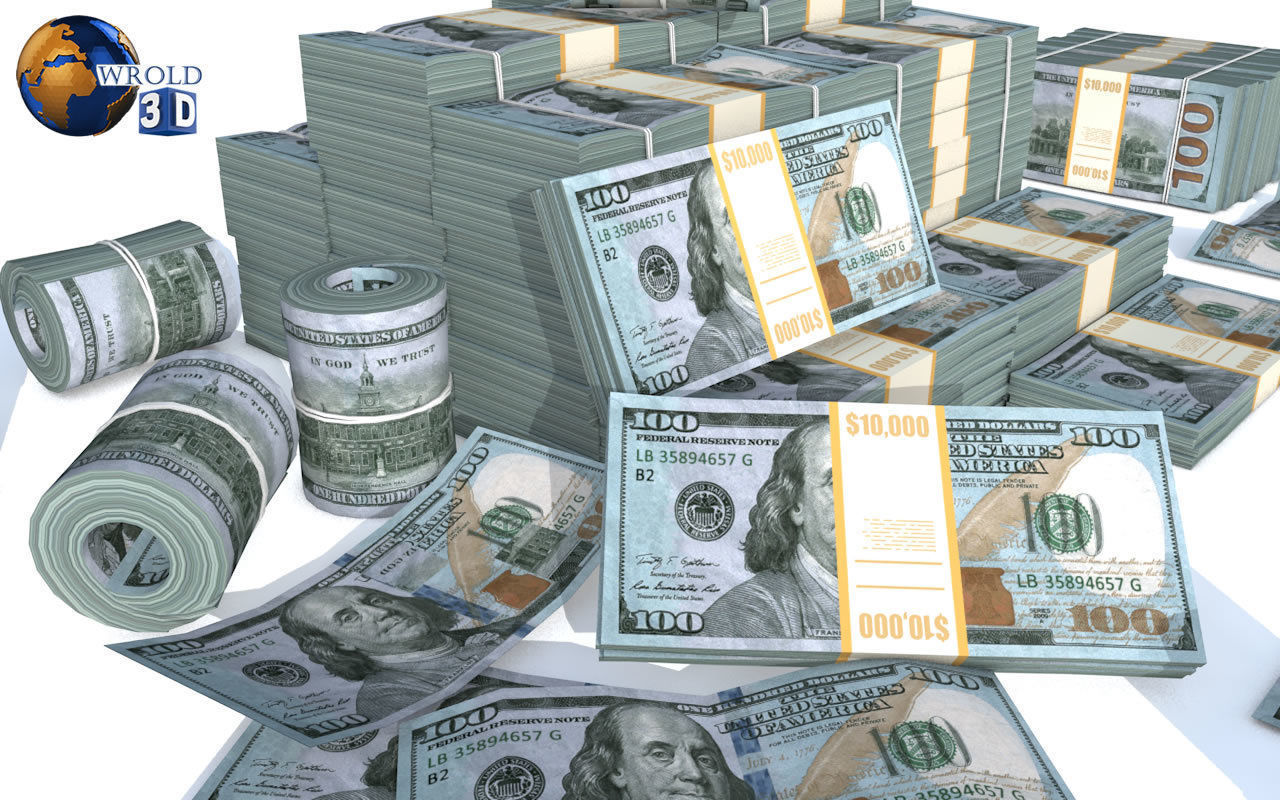 Lowpoly American Dollar Currency Pack 3d model Low-poly 3D model_1