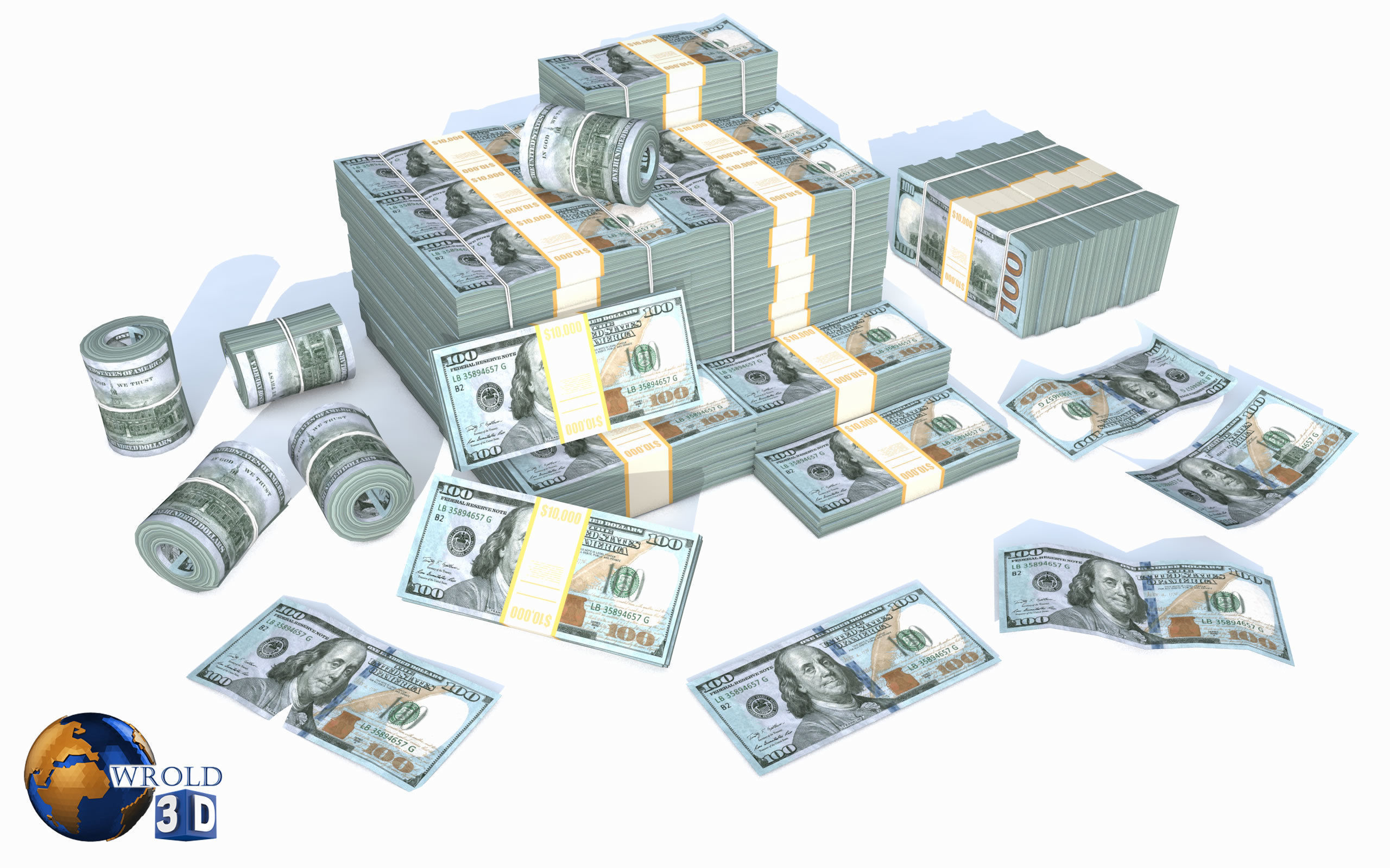 Lowpoly Money Currency Collection Pack 3d model _12