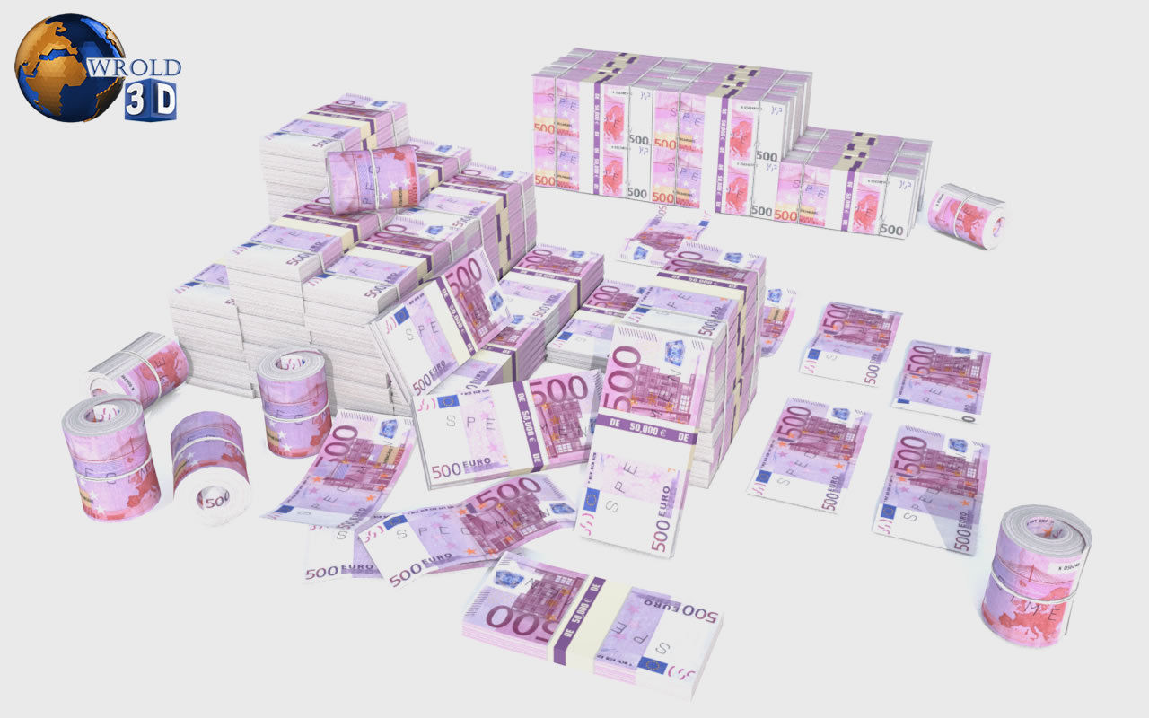 Lowpoly Money Currency Collection Pack 3d model _9