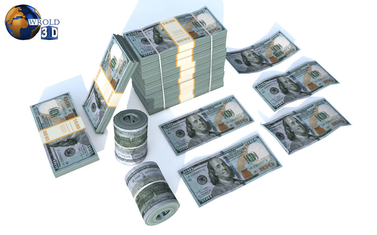 Lowpoly Money Currency Collection Pack 3d model _2