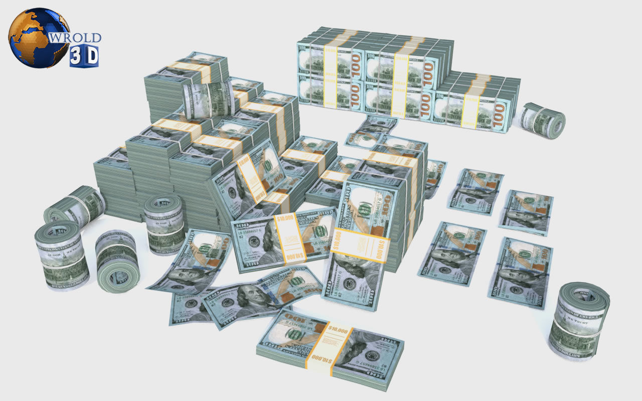 Lowpoly Money Currency Collection Pack 3d model _3