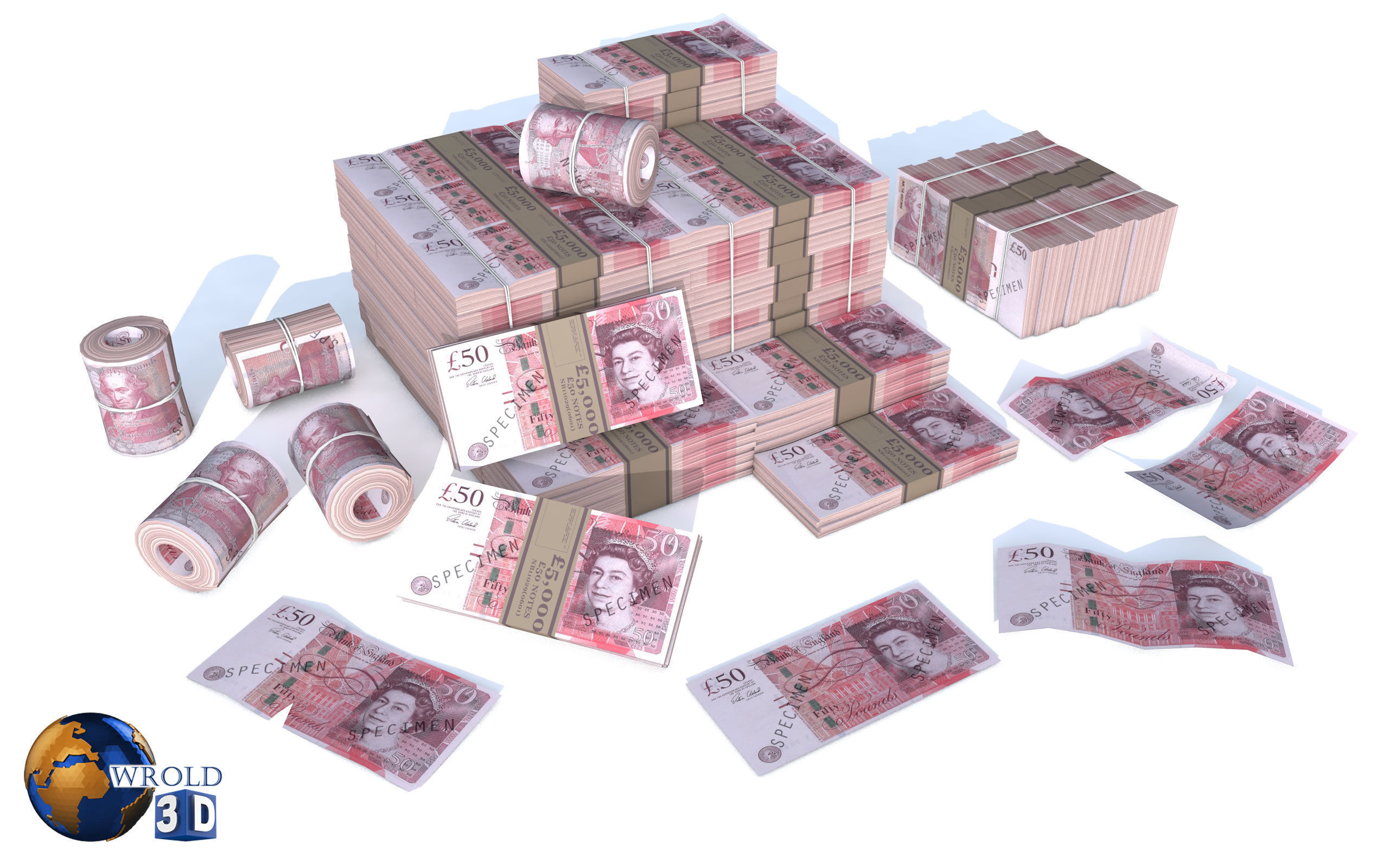 Lowpoly Money Currency Collection Pack 3d model _13