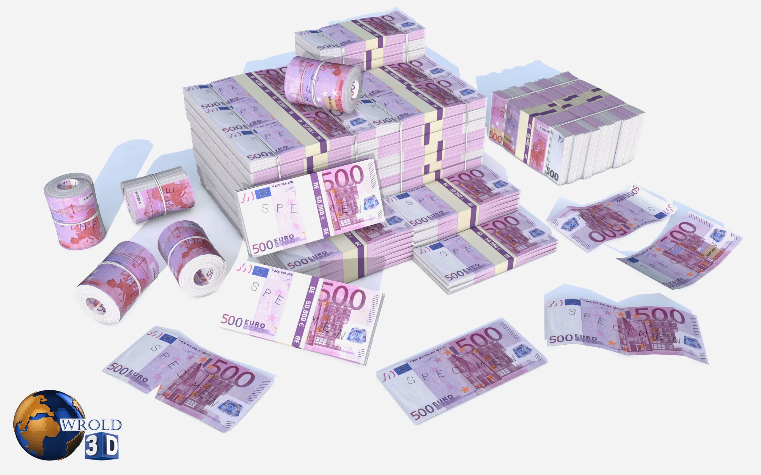 Lowpoly Money Currency Collection Pack 3d model _14