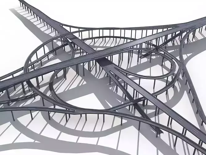 Highway Road Viaduct Flyover-08 3D model