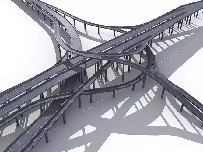 Highway Road Viaduct Flyover-09 3D model