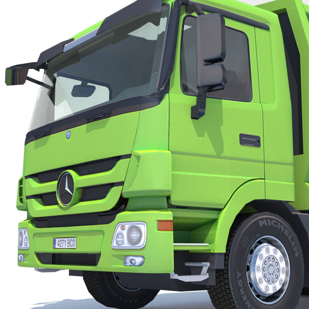 Mercedes Actros Garbage Truck Low-poly 3D model_7