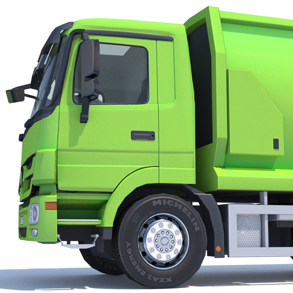 Mercedes Actros Garbage Truck Low-poly 3D model_10