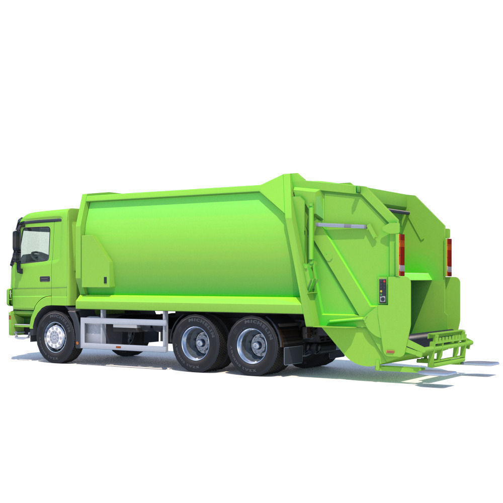 Mercedes Actros Garbage Truck Low-poly 3D model_3