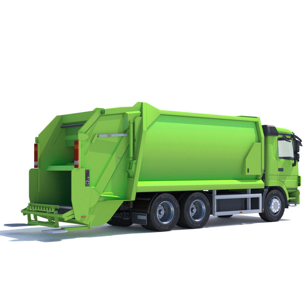 Mercedes Actros Garbage Truck Low-poly 3D model_2