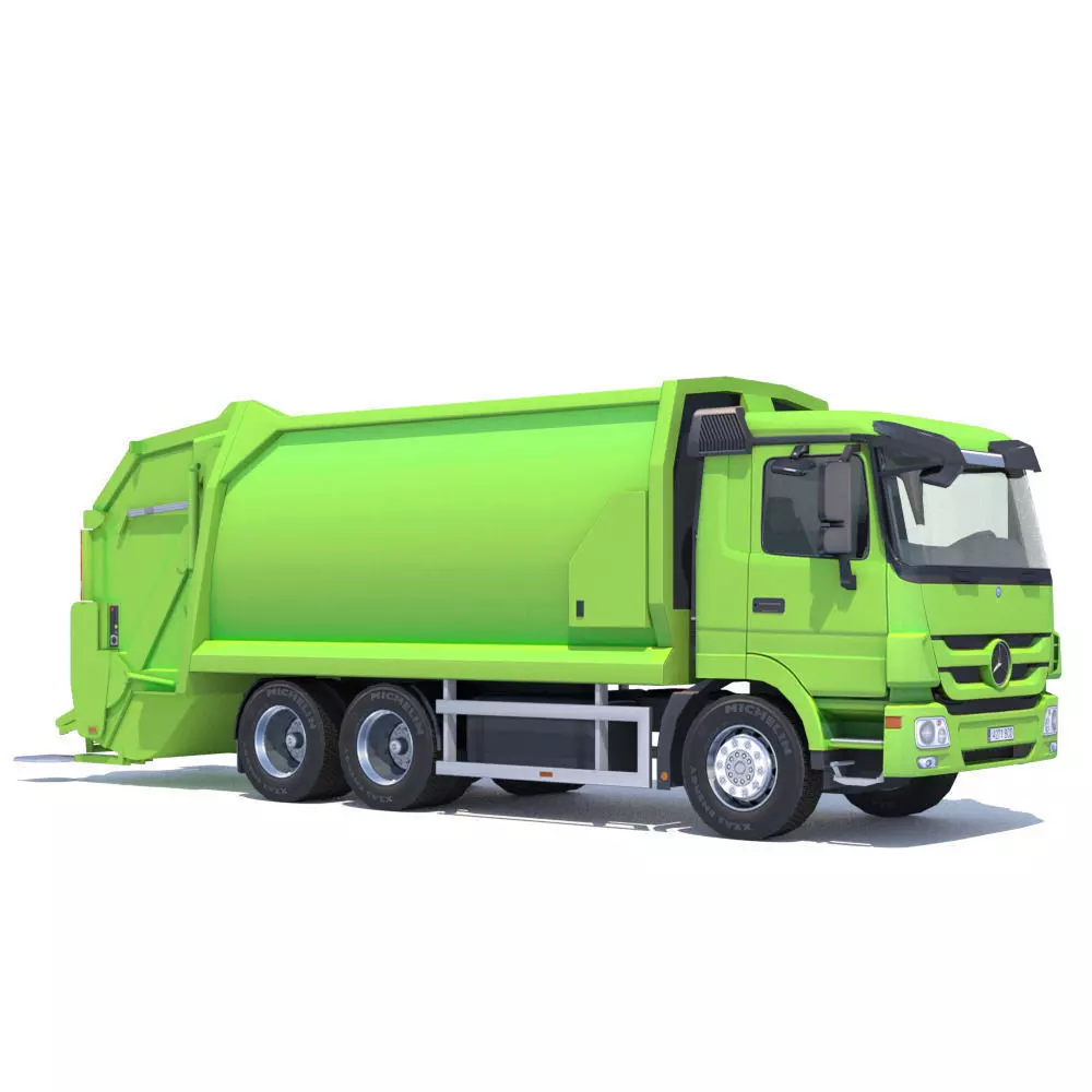 Mercedes Actros Garbage Truck Low-poly 3D model_0