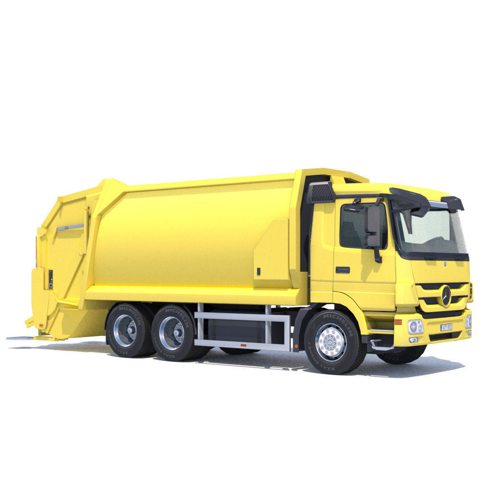 Mercedes Actros Garbage Truck Low-poly 3D model_13