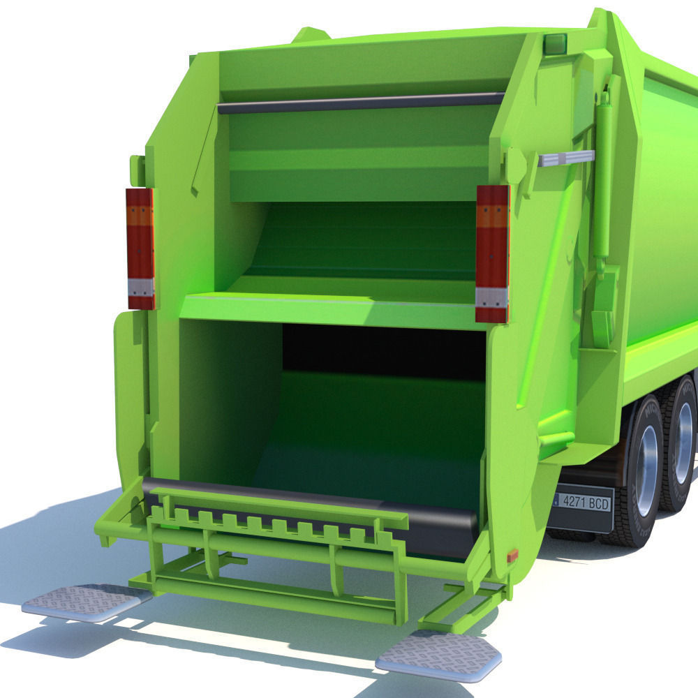 Mercedes Actros Garbage Truck Low-poly 3D model_9