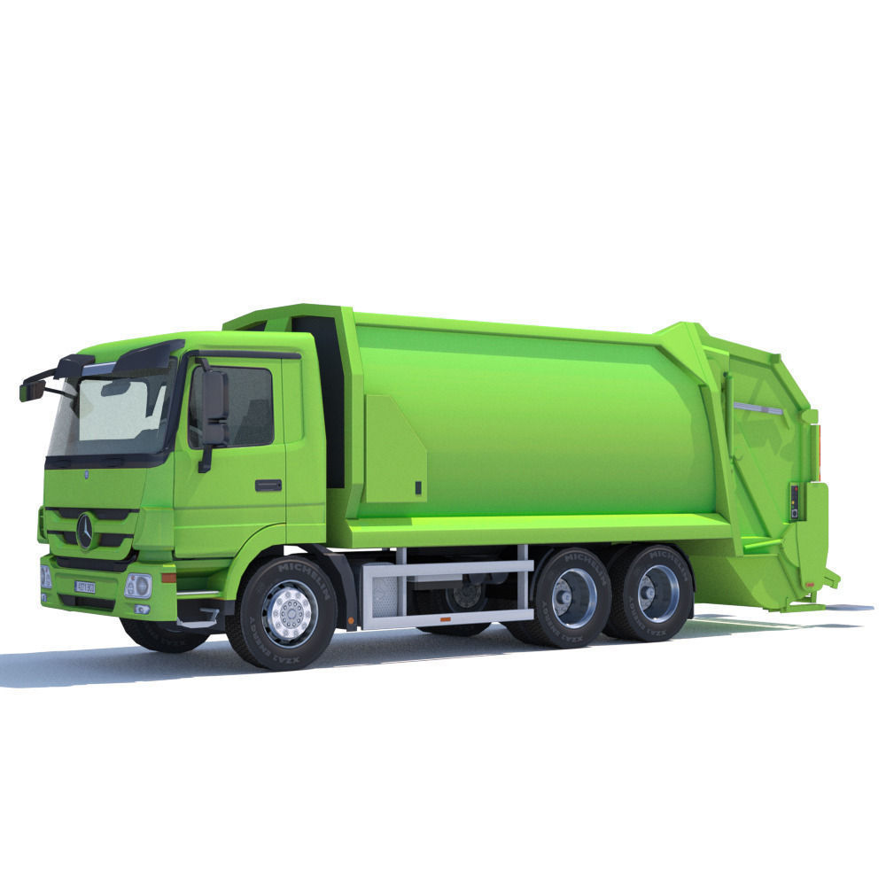 Mercedes Actros Garbage Truck Low-poly 3D model_1