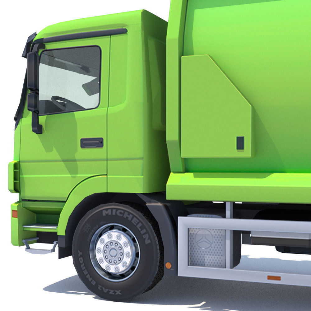 Mercedes Actros Garbage Truck Low-poly 3D model_8