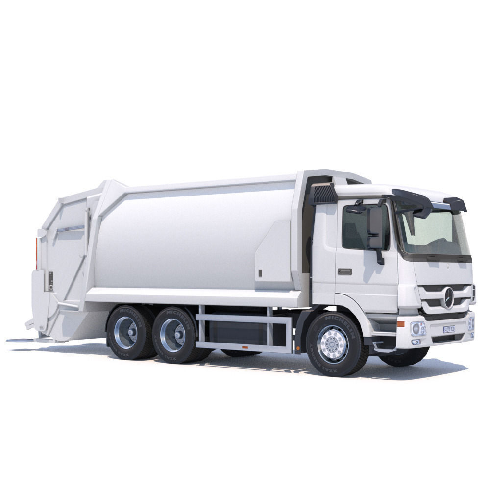 Mercedes Actros Garbage Truck Low-poly 3D model_14
