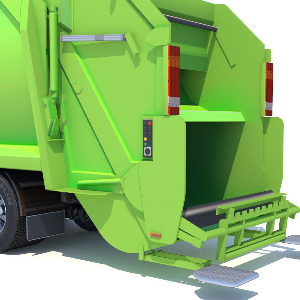 Mercedes Actros Garbage Truck Low-poly 3D model_11
