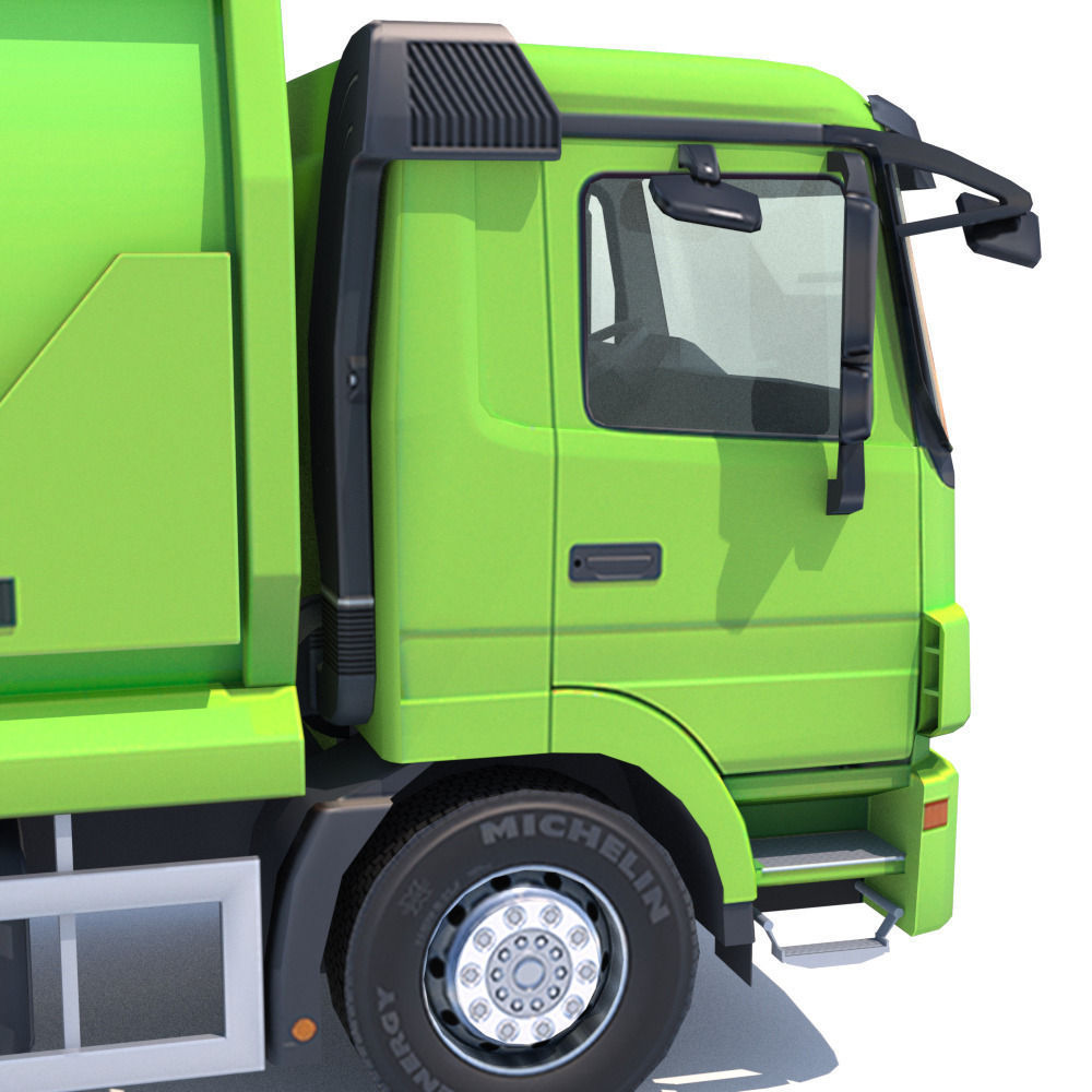 Mercedes Actros Garbage Truck Low-poly 3D model_12