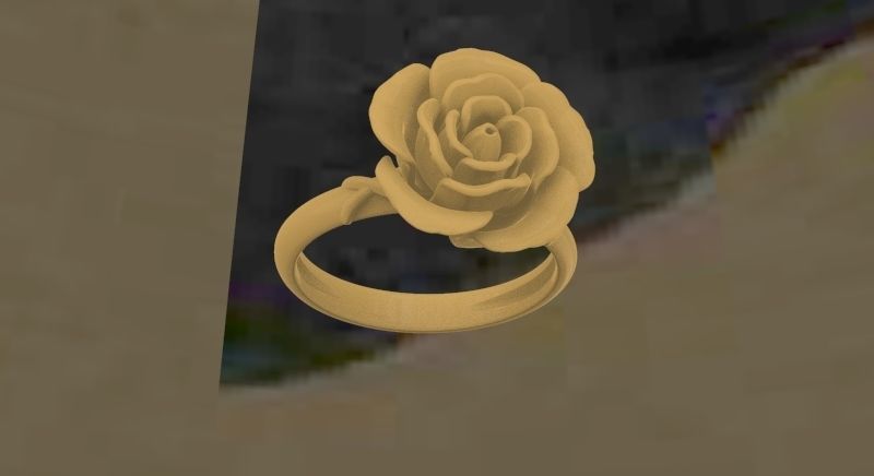 rozering gold rose ring 3D print model_1