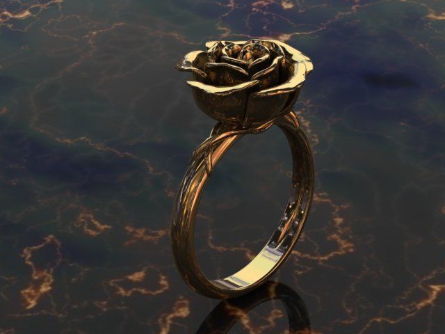 rozering gold rose ring 3D print model_3