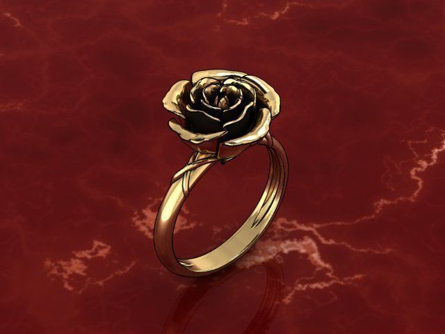 rozering gold rose ring 3D print model_2