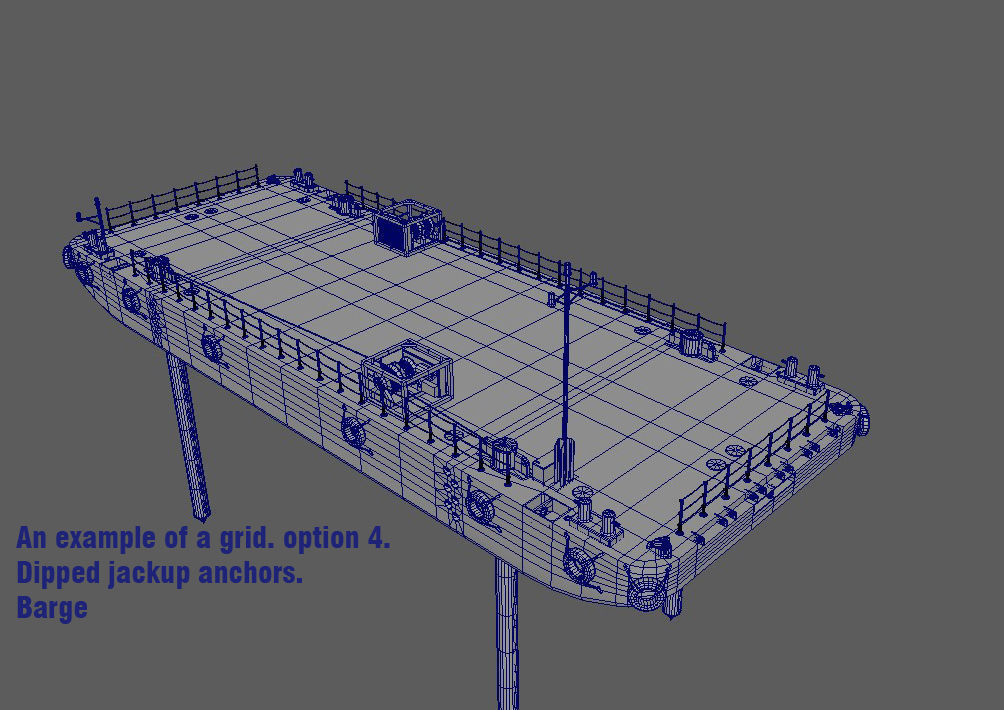 Pontoon  with jack-up and crane  3D model_6