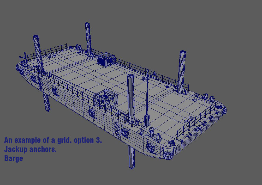 Pontoon  with jack-up and crane  3D model_7