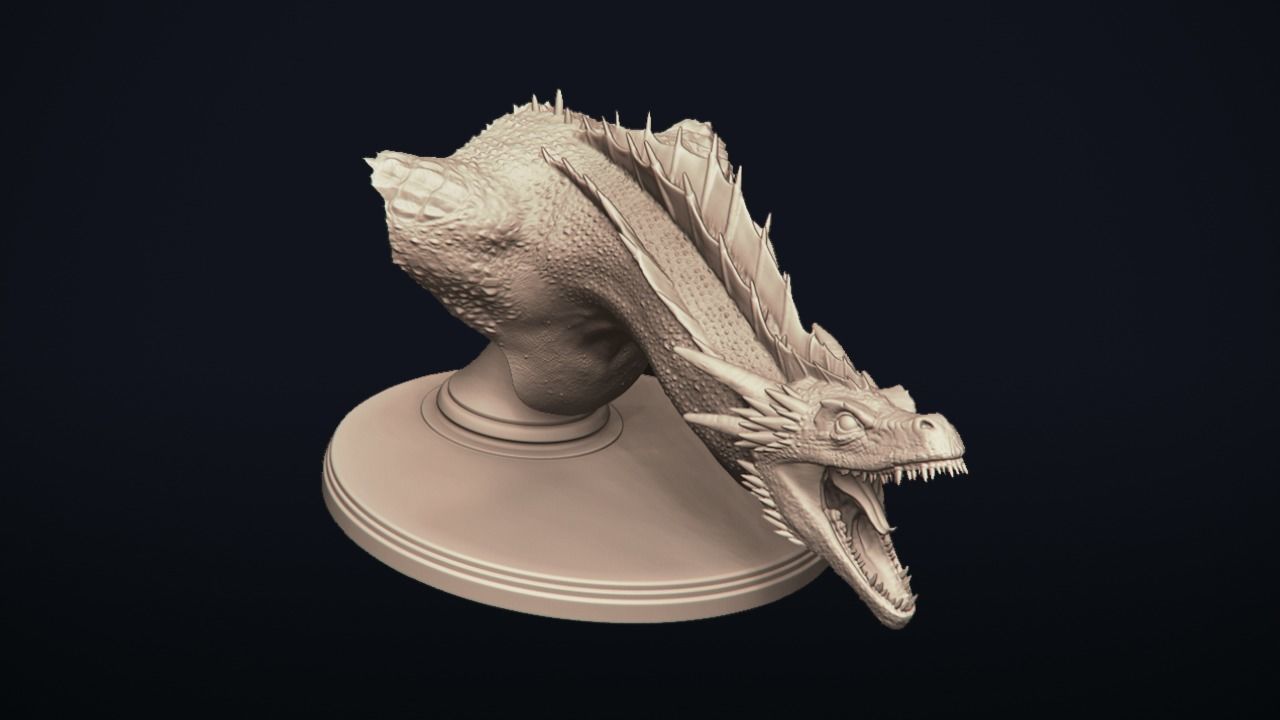 Dragon Bust - Game of Thrones - Drogon - 3D print model_11