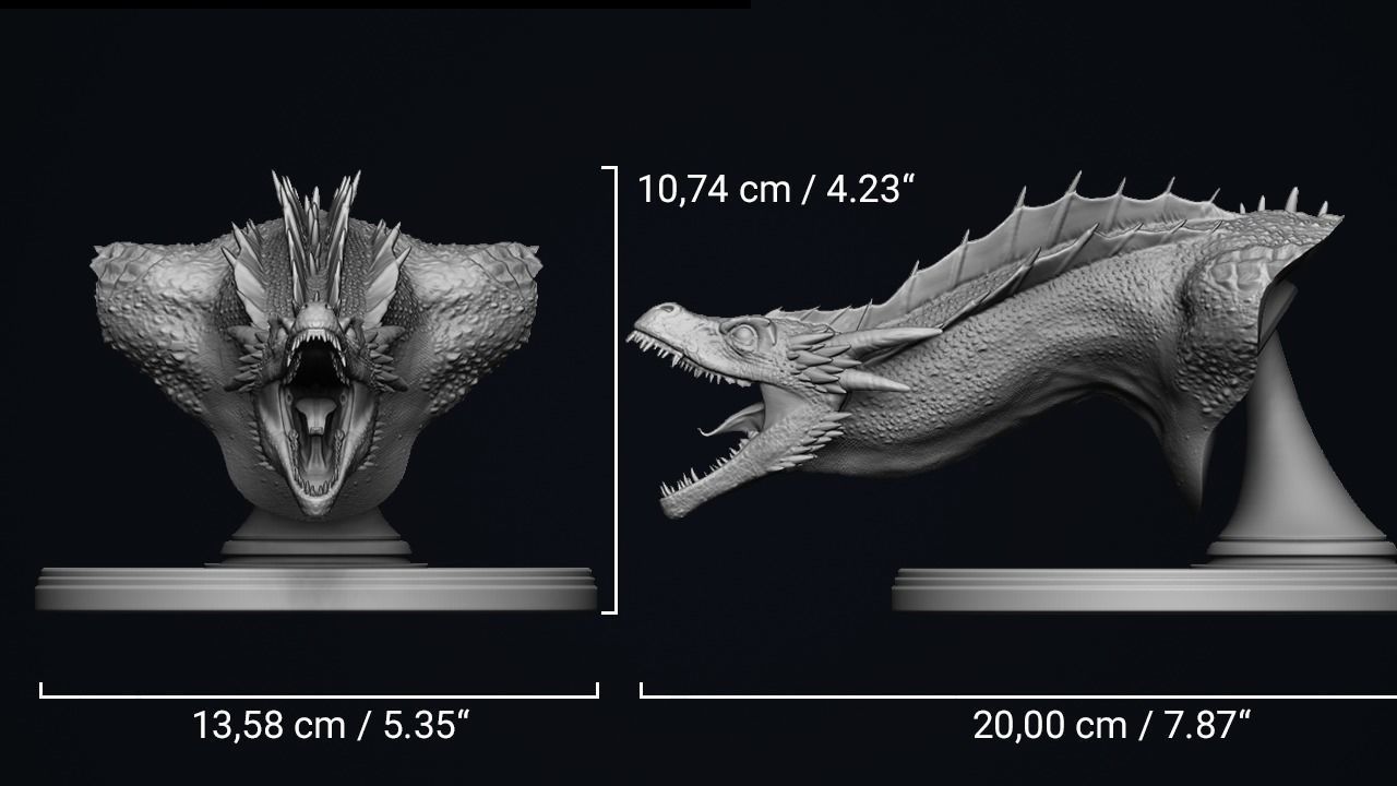 Dragon Bust - Game of Thrones - Drogon - 3D print model_2