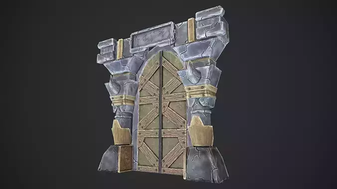 Dungeon Door stylized videogame asset