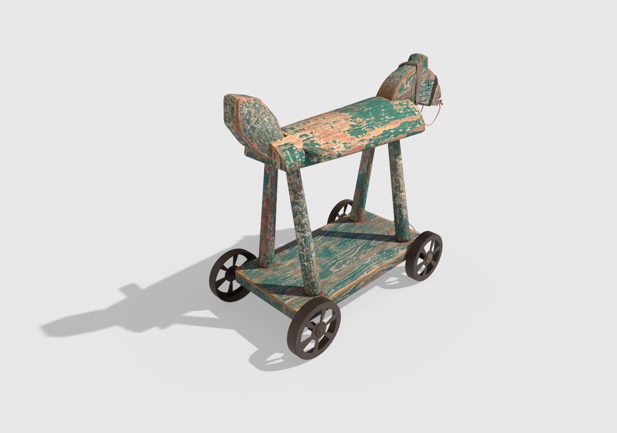Wheeled Toy Horse  3D model_4