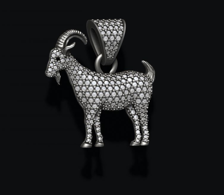 Goat pendant with gems 3D print model_9