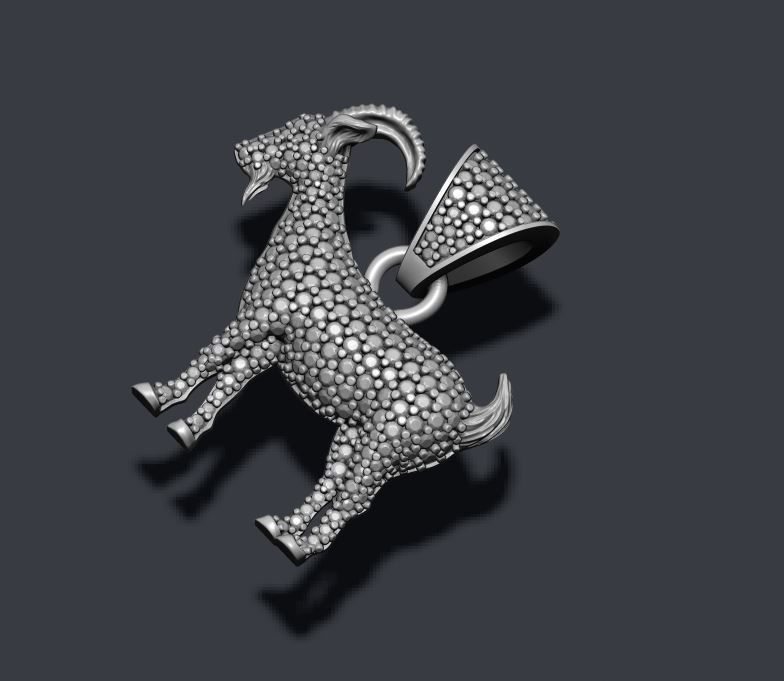 Goat pendant with gems 3D print model_6