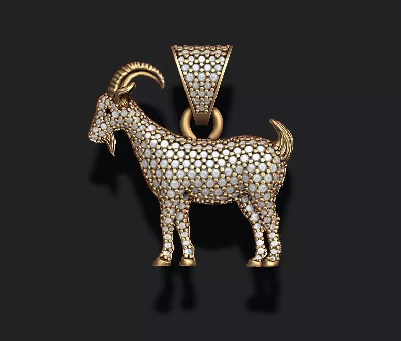 Goat pendant with gems 3D print model_0