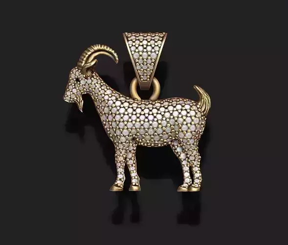 Goat pendant with gems 3D print model