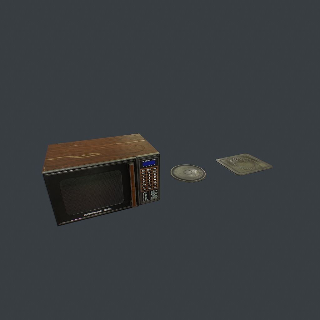 Old Microwave Low-poly 3D model_13