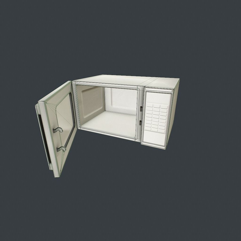 Old Microwave Low-poly 3D model_24