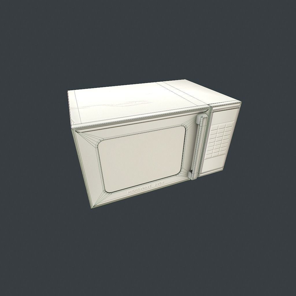 Old Microwave Low-poly 3D model_22