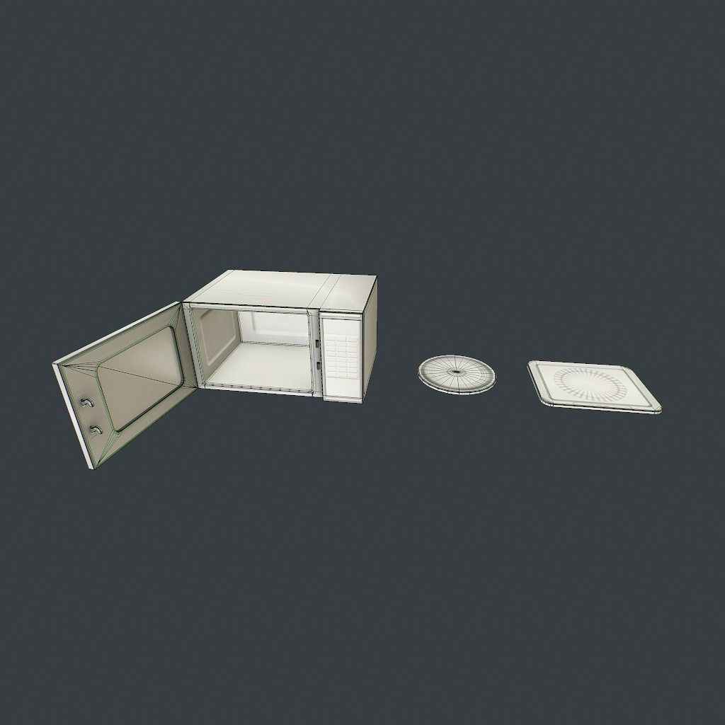 Old Microwave Low-poly 3D model_25