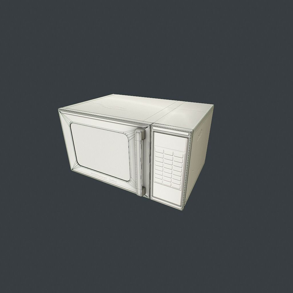 Old Microwave Low-poly 3D model_23