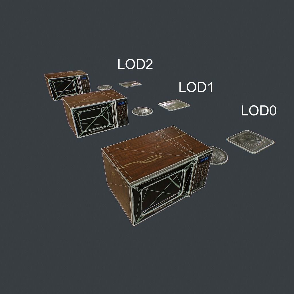 Old Microwave Low-poly 3D model_18