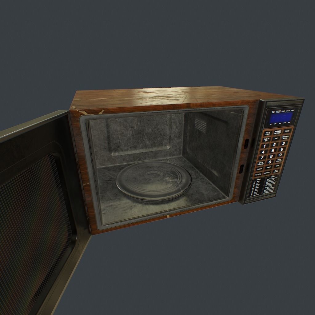 Old Microwave Low-poly 3D model_15