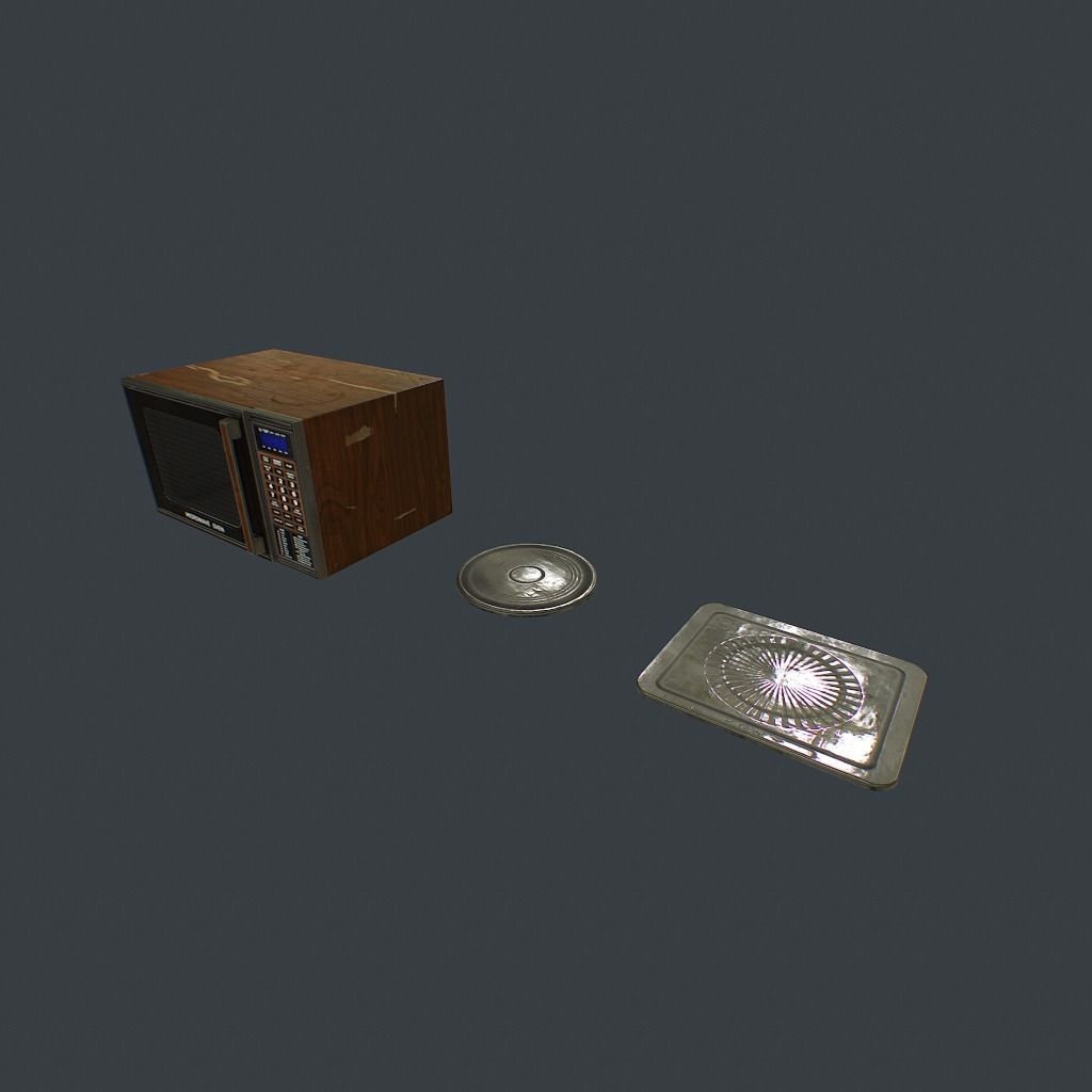 Old Microwave Low-poly 3D model_14