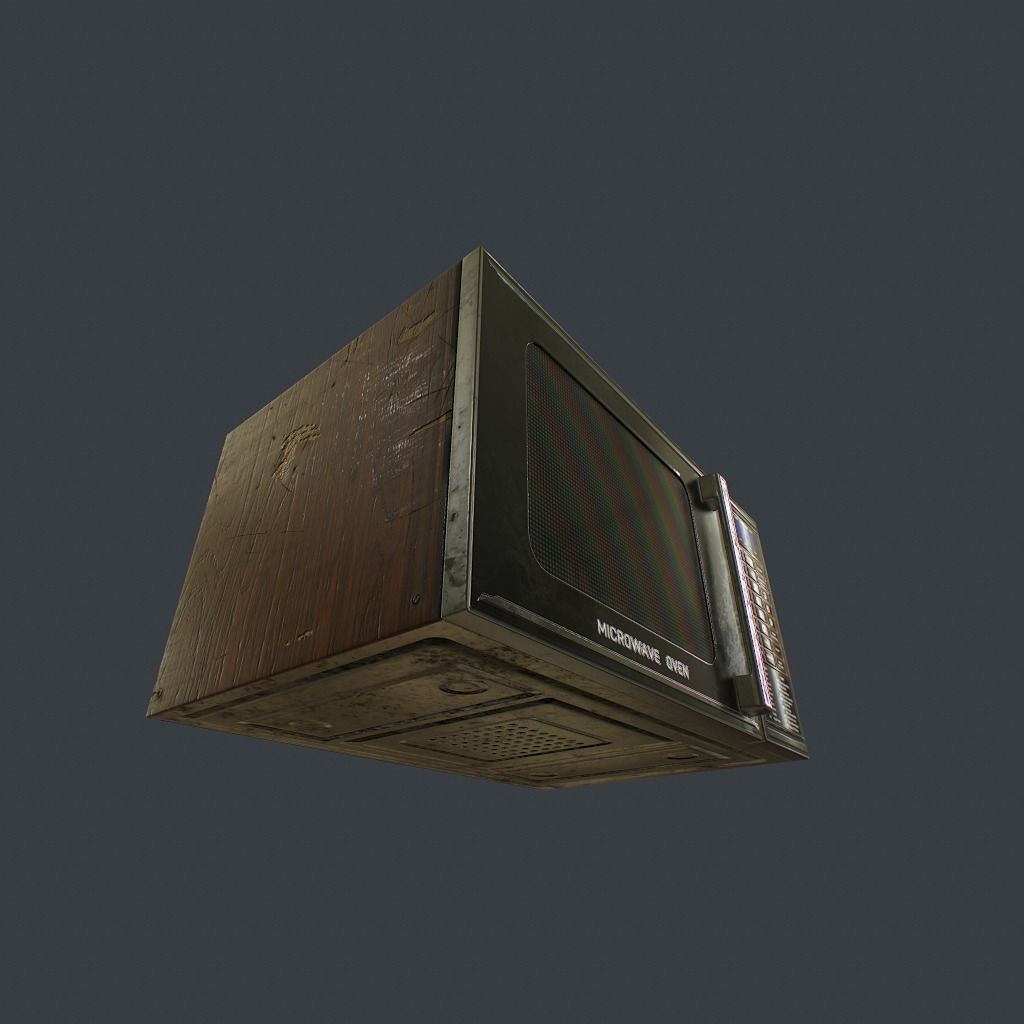Old Microwave Low-poly 3D model_5