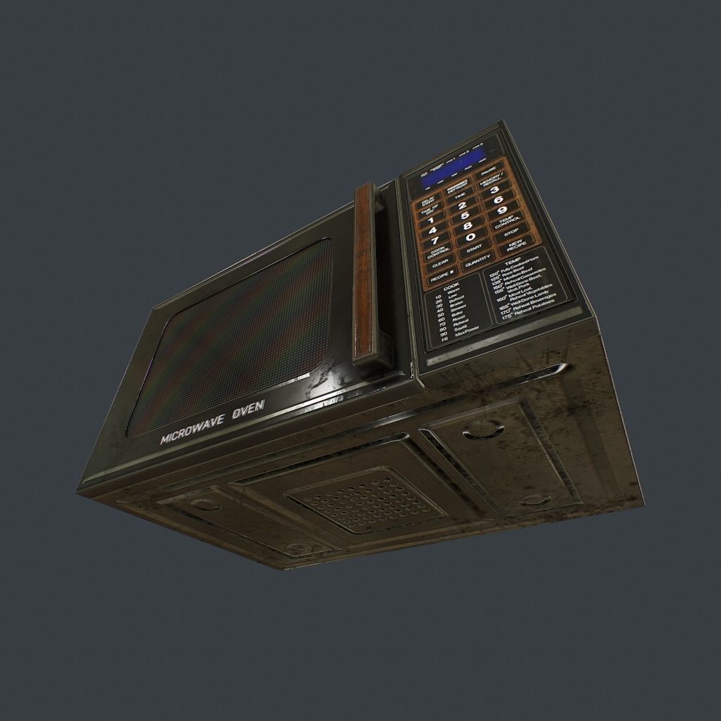 Old Microwave Low-poly 3D model_6
