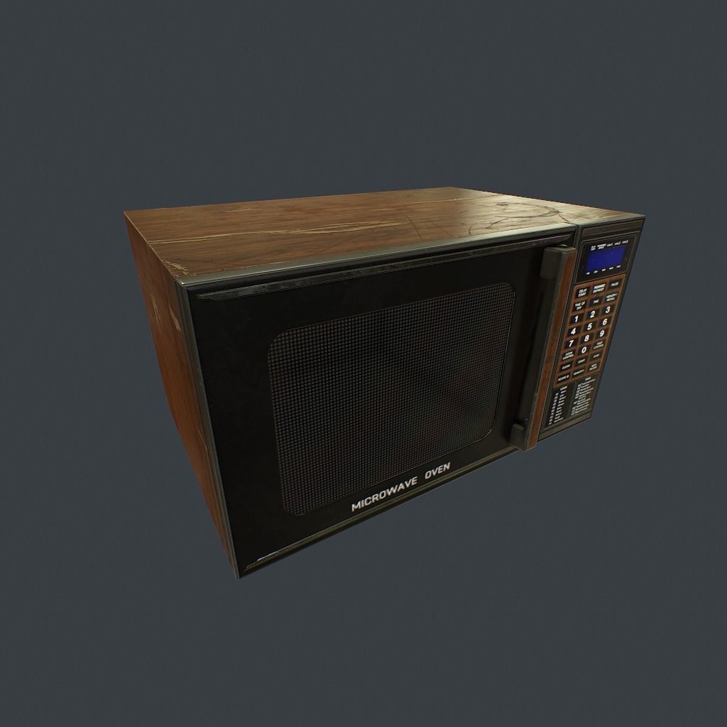 Old Microwave Low-poly 3D model_4
