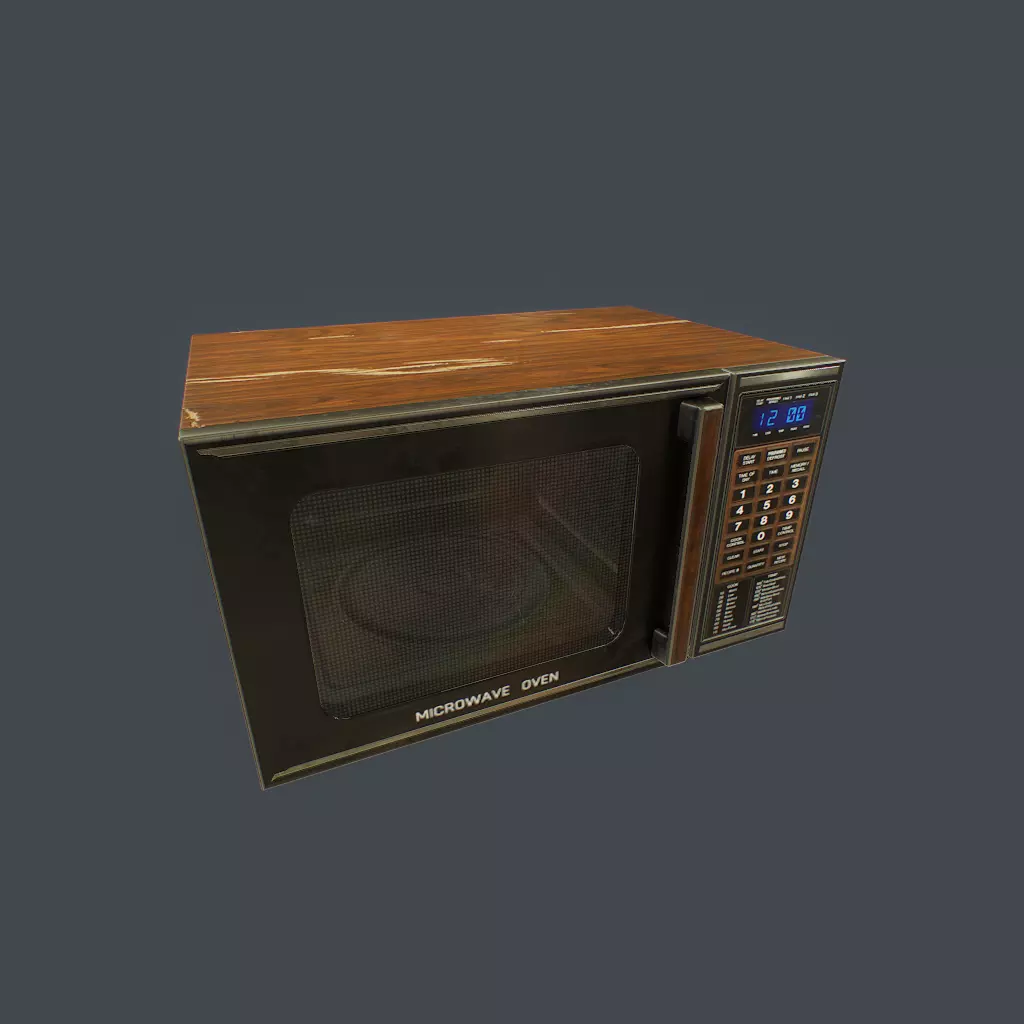 Old Microwave Low-poly 3D model_0