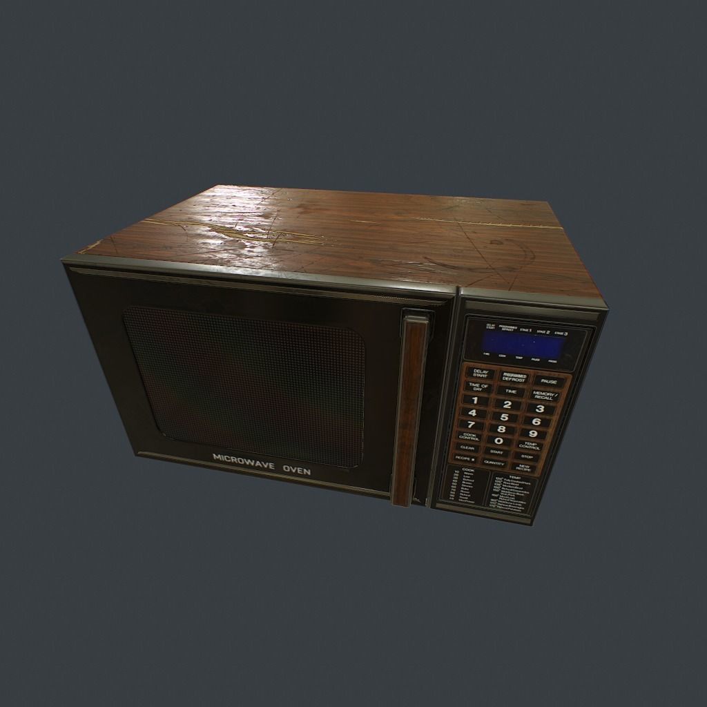 Old Microwave Low-poly 3D model_3